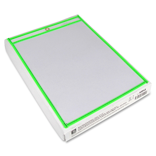 C-Line Neon Shop Ticket Holders, Stitched Support 9" x 12" Media - Vinyl - Clear, Neon Green - Sturdy - 1 Each (43913)