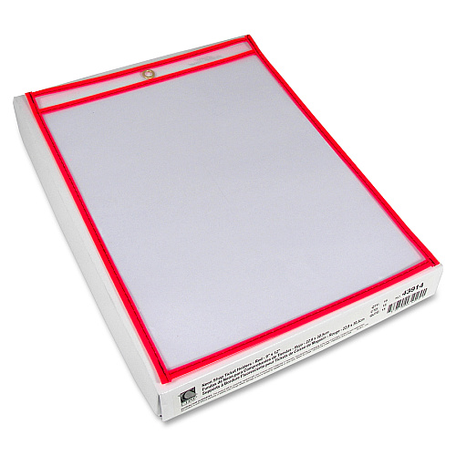 C-Line Neon Shop Ticket Holders, Stitched Support 9" x 12" Media - Vinyl - Clear, Neon Red - Sturdy - 1 Each (43914)