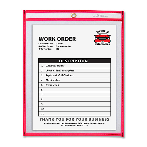 C-Line Neon Shop Ticket Holders, Stitched Support 9" x 12" Media - Vinyl - Clear, Neon Red - Sturdy - 1 Each (43914)