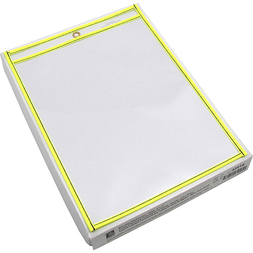C-Line Neon Shop Ticket Holders, Stitched Support 9" x 12" Media - Vinyl - Clear, Neon Yellow - Sturdy - 1 Each (43916)