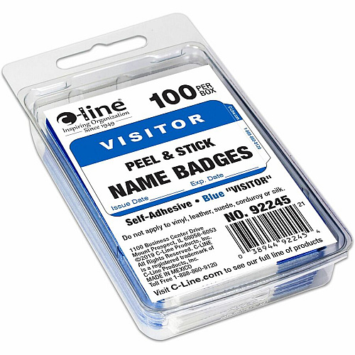 C-Line Visitor Name Tags Visitor - 3 1/2" Width x 2 1/4" Length - Rectangle - White - Paper - Self-adhesive - 100 / Box (92245)
