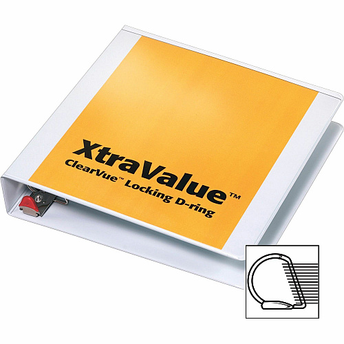 Cardinal Xtravalue Clearvue Locking D-Ring Binder 1 1/2" Binder Capacity - Letter - 8 1/2" x 11" Sheet Size - 375 Sheet Capacity - 1 3/5" Spine Width - 3 Ring(s) - Fastener(s): D-Ring - Pocket(s): 2, Inside Front & Back - Vinyl - White - 1.08 lb - (19020)