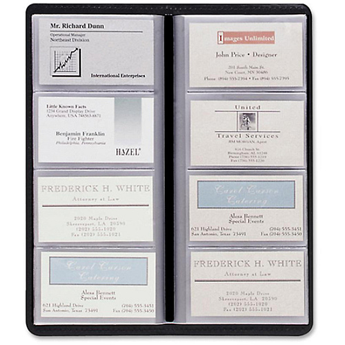 Cardinal Sewn 96 Card File 96 Capacity - 4.25" Width x 10.38" Length - Black Vinyl Cover (34422)