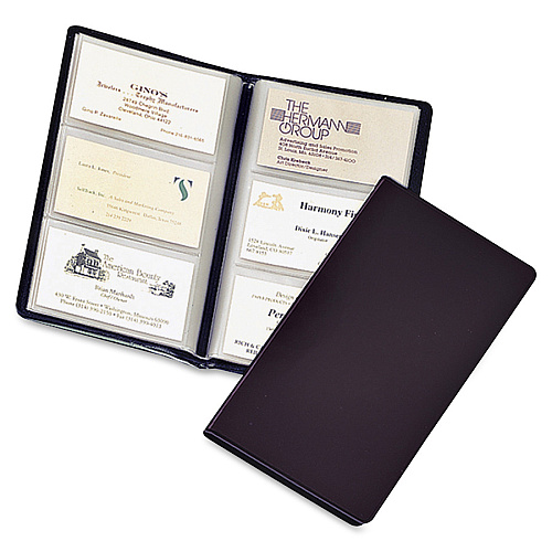 Cardinal Business Card File 72 Capacity - 4.38" Width x 7.75" Length - Black Vinyl Cover (751610)