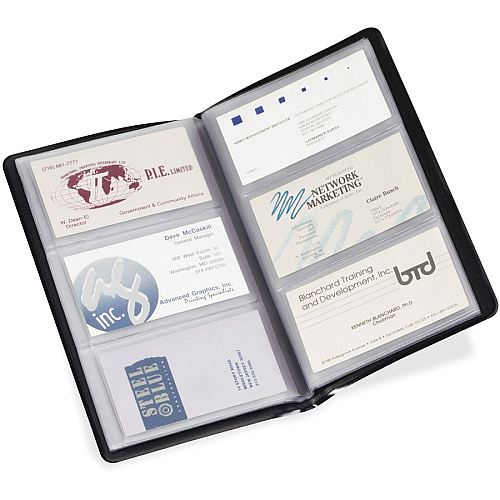 Cardinal Business Card File 72 Capacity - 4.38" Width x 7.75" Length - Black Vinyl Cover (751610)