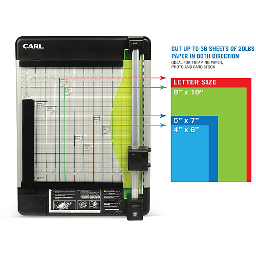 CARL Heavy-Duty Metal Base 12" Paper Trimmer 36 Sheet Cutting Capacity - 1 Carbide Blade - 12" Cutting Length - 12" Blade Length - 0.8" Height x 14" Width x 12.3" Length - Heavy Duty, Locking Blade - Metal, Acrylonitrile Butadiene Styrene (ABS), A (12210)