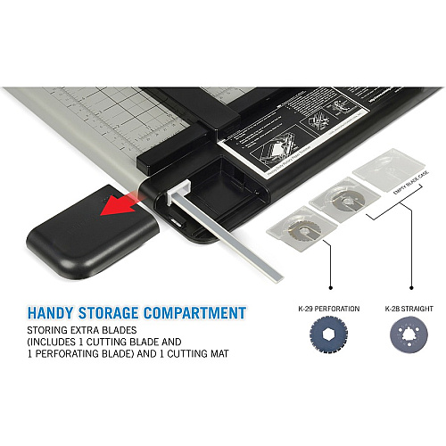CARL Heavy-Duty Metal Base 12" Paper Trimmer 36 Sheet Cutting Capacity - 1 Carbide Blade - 12" Cutting Length - 12" Blade Length - 0.8" Height x 14" Width x 12.3" Length - Heavy Duty, Locking Blade - Metal, Acrylonitrile Butadiene Styrene (ABS), A (12210)