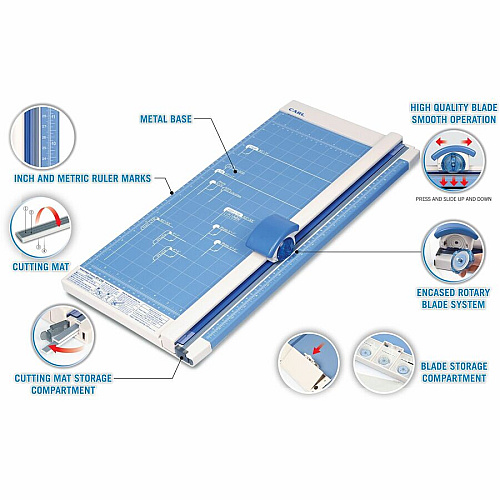 CARL 18" Professional Paper Trimmer 10 Sheet Cutting Capacity - Carbide Blade - 18" Cutting Length - 0.8" Height x 10.3" Width x 18" Depth - White - 1 Each (12218)