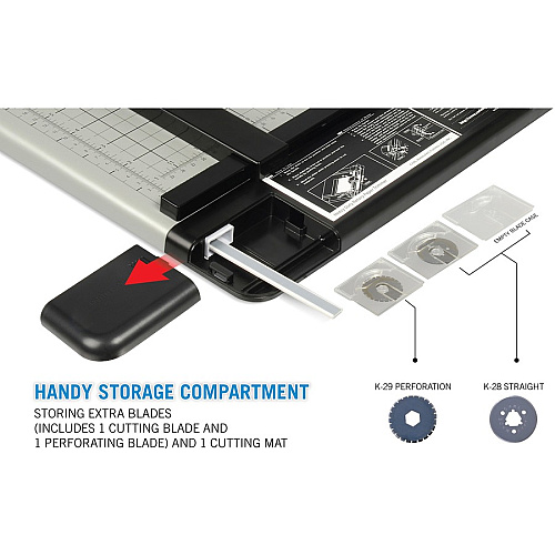 CARL Heavy-Duty 15" Paper Trimmer 36 Sheet Cutting Capacity - 1 Carbide Blade - 15" Cutting Length - 0.8" Height x 14" Width x 15.3" Length - Heavy Duty, Locking Blade - Metal, Acrylonitrile Butadiene Styrene (ABS), Acrylic - Gray - 1 Each (12220)
