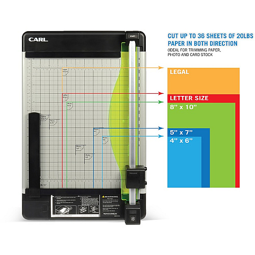 CARL Heavy-Duty 15" Paper Trimmer 36 Sheet Cutting Capacity - 1 Carbide Blade - 15" Cutting Length - 0.8" Height x 14" Width x 15.3" Length - Heavy Duty, Locking Blade - Metal, Acrylonitrile Butadiene Styrene (ABS), Acrylic - Gray - 1 Each (12220)