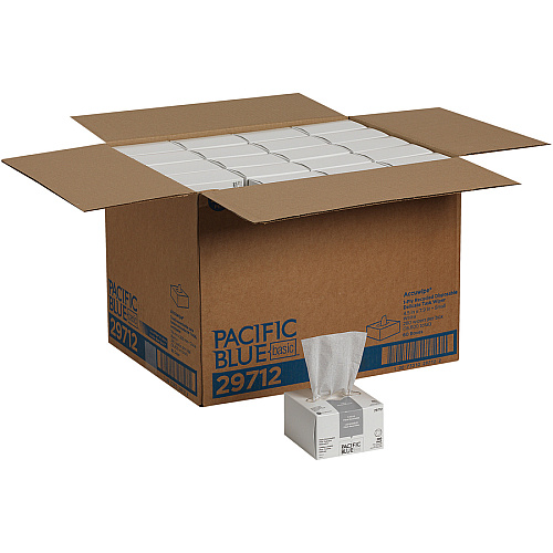 Pacific Blue Basic AccuWipe Recycled Disposable Delicate Task Wipers For Precision Part, Instrument, Lens - Absorbent, Soft, Non-abrasive, Disposable, Streak-free - Fiber - White - 280 / Box (29712)