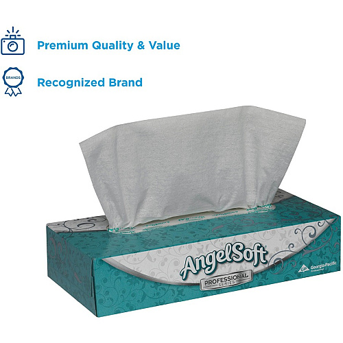 Angel Soft Professional Series Premium Facial Tissue 2 Ply - 8.85" Width x 7.65" Length - White - Fiber/ - 100 / Box (48580)