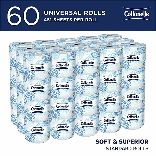 Cottonelle&reg; Standard Toilet Paper, 2-Ply, 451 Sheets, 60 Rolls (17713)