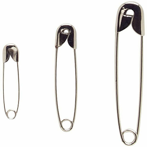 Charles Leonard Safety Pins Assorted Sizes - Nickel Plated - 50 / Pack (83450)