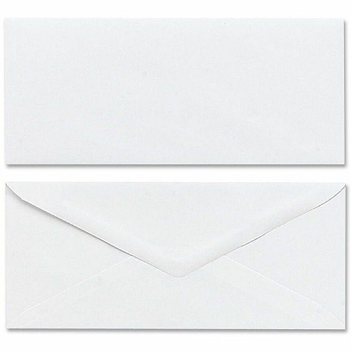 Mead Plain White Envelopes Business - #10 - 4 1/8" Width x 9 1/2" Length - Gummed - White - 50 / Box (75050)