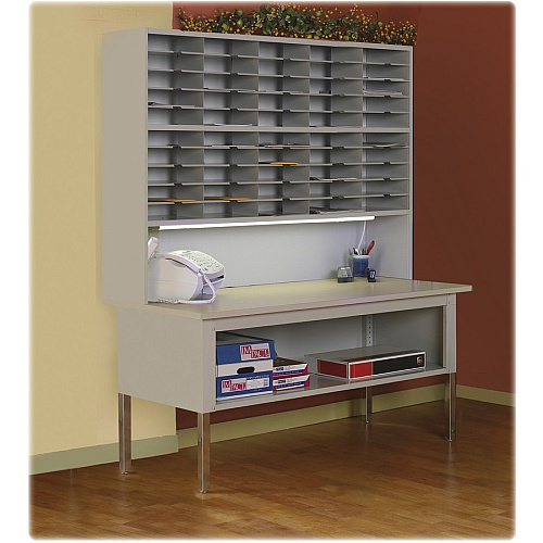 Mayline Mailflow-To-Go Sorting Table 36" Height x 60" Width x 30" Depth - 1 Shelve(s) - Finish: Chrome, Gray - Leveling Glide, Durable, Heavy Duty (TB60PG)