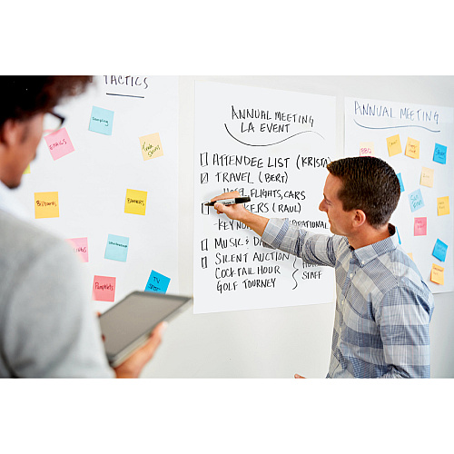 Post-it&reg; Self-Stick Easel Pads 20 Sheets - Plain - Stapled - 18.50 lb Basis Weight - 20" x 23" Sheet Size - White Paper - Cardboard Cover - Resist Bleed-through, Removable, Sturdy Back - 2 / Pack (566)