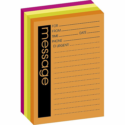 Post-it&reg; Important Message Note 50 Sheet(s) - 5" x 4" Sheet Size - Yellow, Pink, Orange, Green - Assorted Sheet(s) - 4 / Pack (76794)