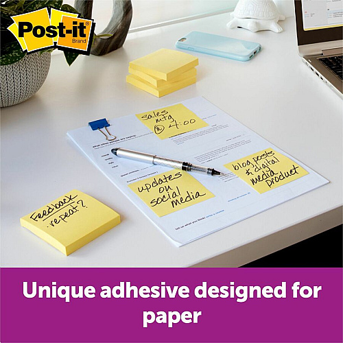 Post-it&reg; Pop-up Notes 100 - 3" Flag/Note Width x 3" Flag/Note Length - Square - 100 Sheets per Pad - Unruled - Canary Yellow - Paper - Self-adhesive, Repositionable - 1 Pad (R330YW)