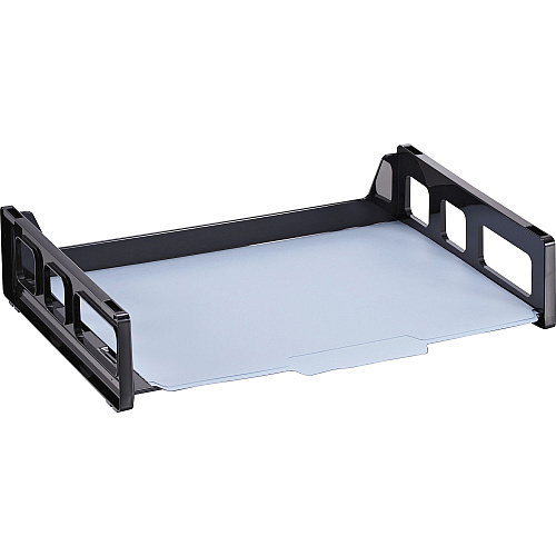 Officemate Side-Loading Desk Tray 2.75" Height x 13.18" Width x 9" Depth - Desktop - Stackable, Durable, Non-stick, Portable, Carrying Handle - Black - 1 Each (21002)