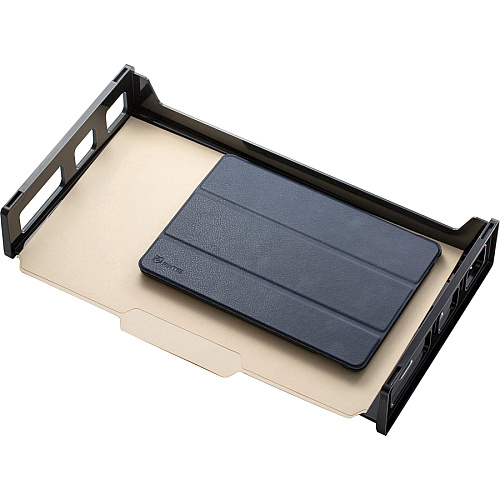 Officemate Side-Loading Desk Tray, Legal 2.80" Height x 16.25" Width x 9" Depth - Desktop - Stackable, Durable, Non-stick, Carrying Handle, Portable - Black - Plastic - 1 Each (21102)