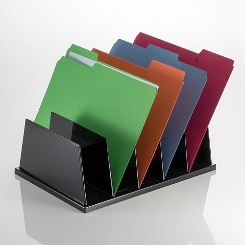 Officemate Desktop Sorter 5 Compartment(s) - 9" Height x 13.50" Width x 5" Depth - Desktop - Black - Plastic - 1 Each (21222)
