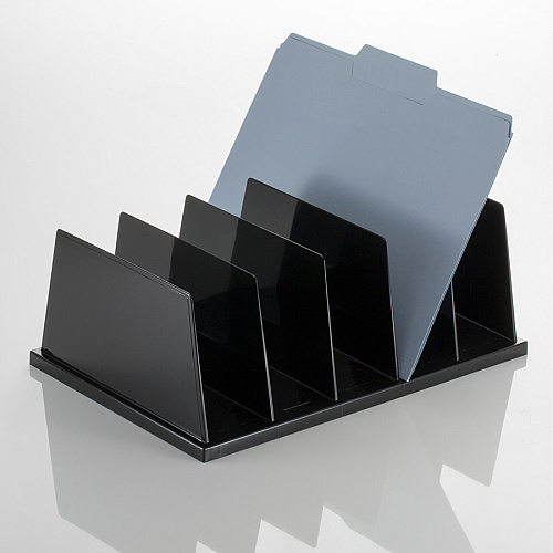 Officemate Desktop Sorter 5 Compartment(s) - 9" Height x 13.50" Width x 5" Depth - Desktop - Black - Plastic - 1 Each (21222)
