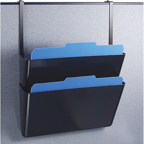 Officemate Mountable Wall File, Black, 2PK 7" Height x 13" Width x 4.12" Depth - Black - Plastic - 2 / Box (21405)