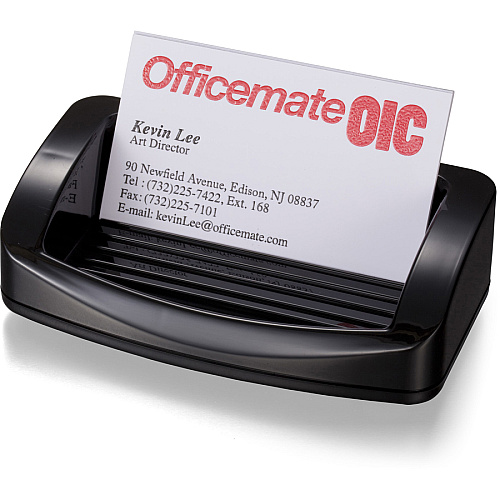 Officemate 2200 Series Business Card/Clip Holder 1.4" Height x 7.8" Width x 3" Depth - Plastic - Black - 1 Each (22332)