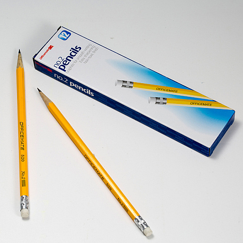 Officemate No. 2 Wood Pencils #2 - Yellow Wood Barrel - 1 Dozen (66520)