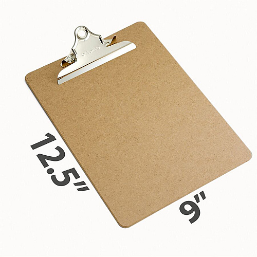 Officemate Recycled Hardboard Clipboard 1" Clip Capacity - 9" x 12 1/2" Sheet Size - Clamp - Hardboard - Wood - 1 Each (83100)