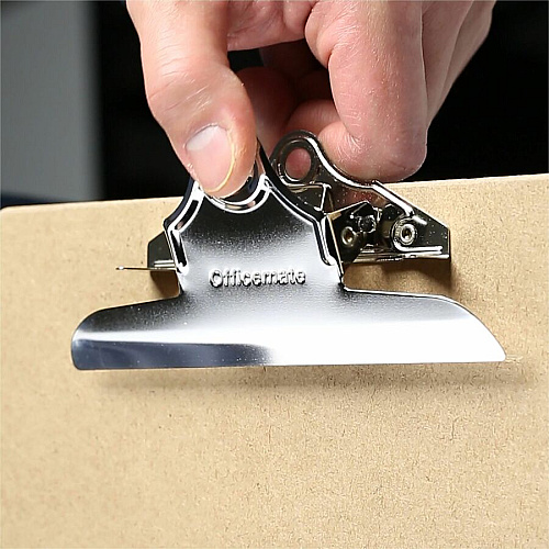 Officemate Recycled Hardboard Clipboard 1" Clip Capacity - 9" x 12 1/2" Sheet Size - Clamp - Hardboard - Wood - 1 Each (83100)