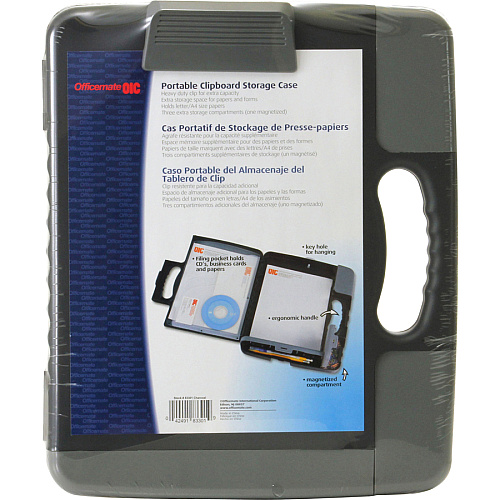 Officemate Portable Clipboard Storage Case Storage for Stationary - Charcoal - 1 Each (83301)
