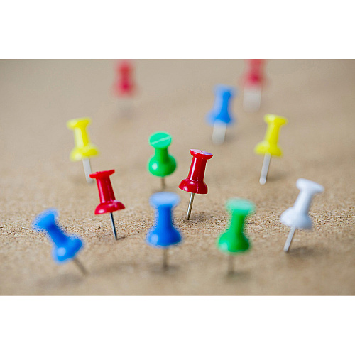 Officemate Precision Pushpins 0.5" Length x 0.3" Diameter - Assorted - 20 / Pack (92600)