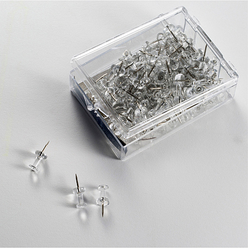 Officemate Precision Pushpins 0.5" Length x 0.3" Diameter - Clear - 100 / Box (92707)