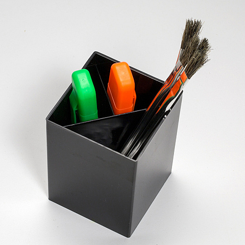 Officemate 3-Compartment Pencil Cup 4" Height x 2.9" Width x 2.9" Depth - Black - 1 Each (93681)
