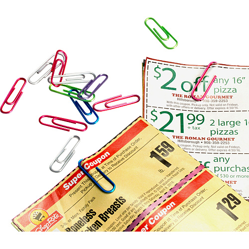 Officemate Translucent #2 Vinyl Paper Clips No. 2 - Blue, Purple, Green, Red, Silver - Vinyl - 600 / Pack (97211)