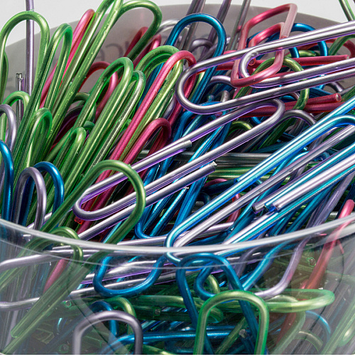 Officemate Giant Translucent Vinyl Paper Clips Jumbo - 2" Length x 0.5" Width - Blue, Red, Green, Silver, Purple - Vinyl - 200 / Pack (97212)