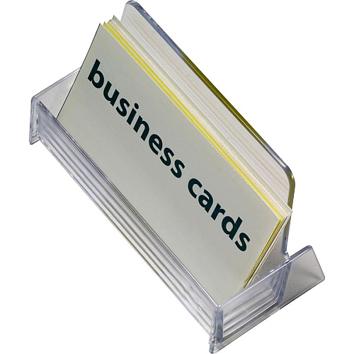 Officemate Business Card Holder, Holds Up to 50 Cards, Clear 1.9" Height x 3.9" Width x 2.4" Depth - Plastic - Clear - 1 Each (97832)