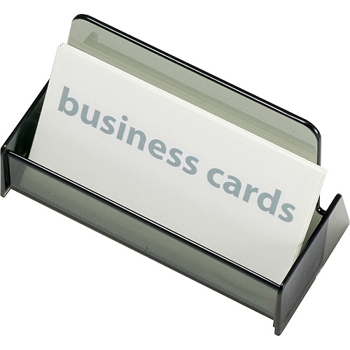 Officemate 50-Card Business Card Holder, Smoke 1.9" Height x 3.9" Width x 2.4" Depth - Plastic - Smoke - 1 Each (97833)