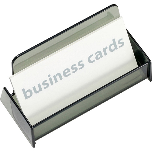 Officemate 50-Card Business Card Holder, Smoke 1.9" Height x 3.9" Width x 2.4" Depth - Plastic - Smoke - 1 Each (97833)