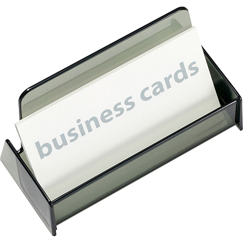 Officemate 50-Card Business Card Holder, Smoke 1.9" Height x 3.9" Width x 2.4" Depth - Plastic - Smoke - 1 Each (97833)