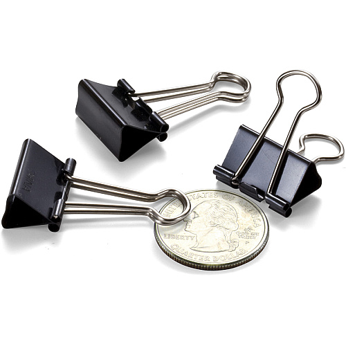 Officemate Binder Clips, Small Small - 0.8" Width - 0.37" Size Capacity - Corrosion Resistant - Black - 12 / Box (99020)