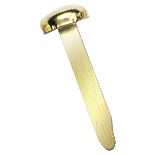 Officemate Roundhead Fasteners 1" Shank - 0.38" Head - Brass - 100 / Box (99814)