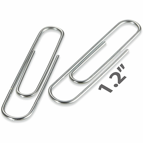 Officemate #1 Gem Paper Clips No. 1 - Silver - Steel - 100/Box - 10 / Pack (99911)