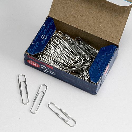 Officemate #1 Non-skid Paper Clips No. 1 - 1.8" Length x 0.5" Width - Non-skid - Silver - Steel - 100/Box - 10 / Pack (99912)