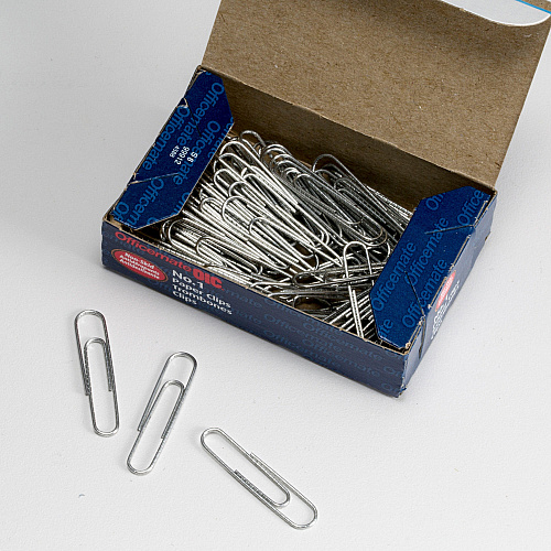 Officemate #1 Non-skid Paper Clips No. 1 - 1.8" Length x 0.5" Width - Non-skid - Silver - Steel - 100/Box - 10 / Pack (99912)
