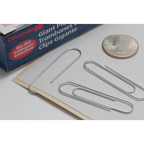 Officemate Giant Non-skid Paper Clips Jumbo - 2" Length x 0.5" Width - Silver - Steel - 100/Box - 10 / Pack (99915)