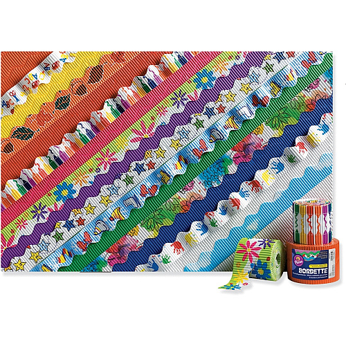 Bordette Decorative Border Rectangle with Scalloped Trim Shape - Pin-up - Fadeless - 2.25" Width x 600" Length - White - Paper - 1 Roll (37014)