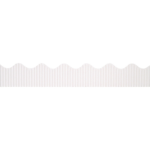 Bordette Decorative Border Rectangle with Scalloped Trim Shape - Pin-up - Fadeless - 2.25" Width x 600" Length - White - Paper - 1 Roll (37014)